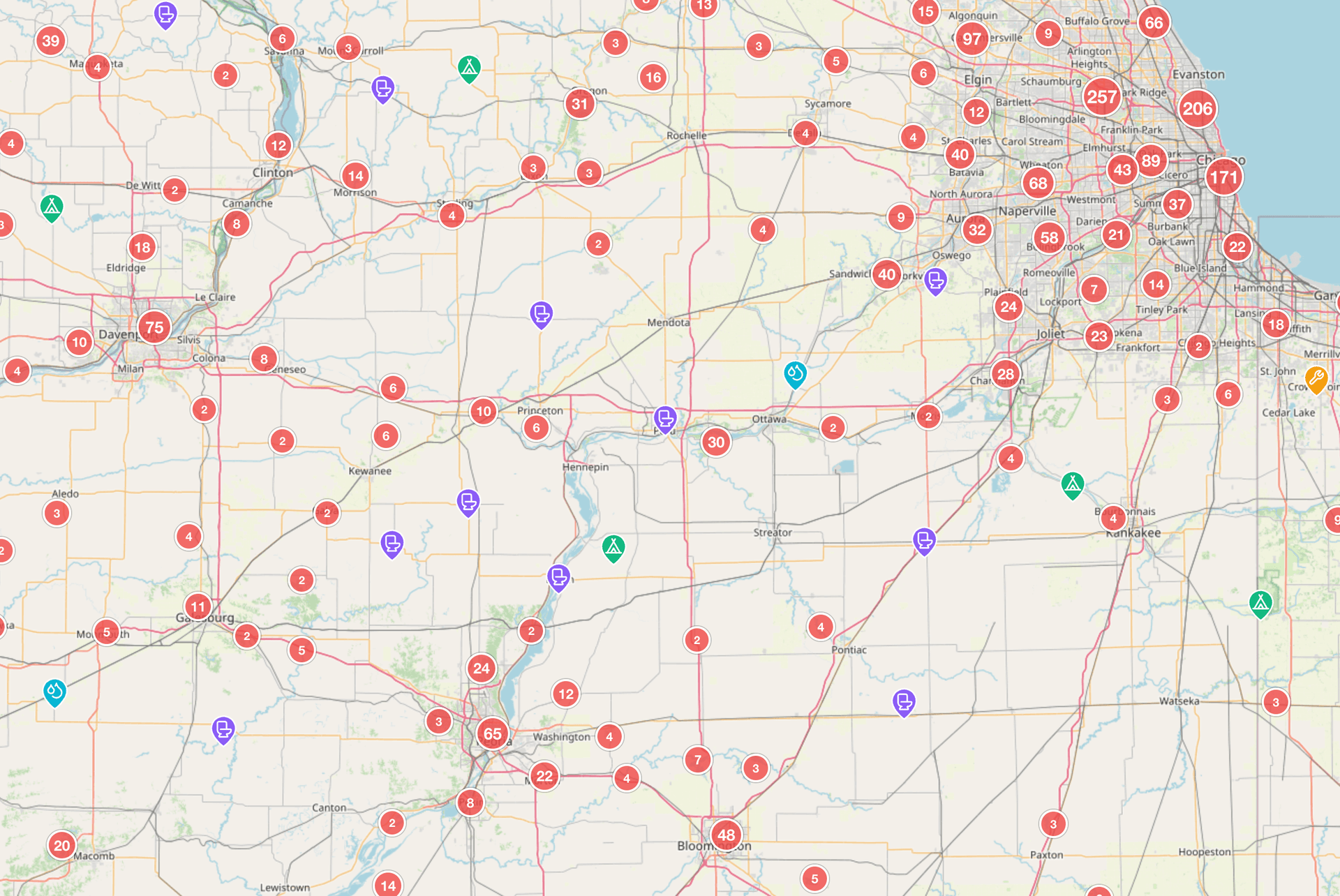 Map with points of interest